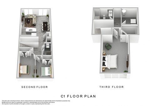 a schematic of a floor plan and a 2nd floor floor plan with 2 bedrooms